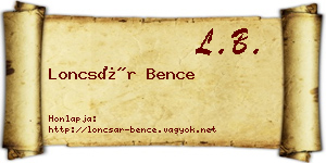 Loncsár Bence névjegykártya